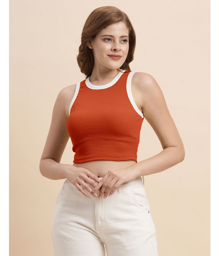     			Selvia Orange Polyester Women's Crop Top ( Pack of 1 )