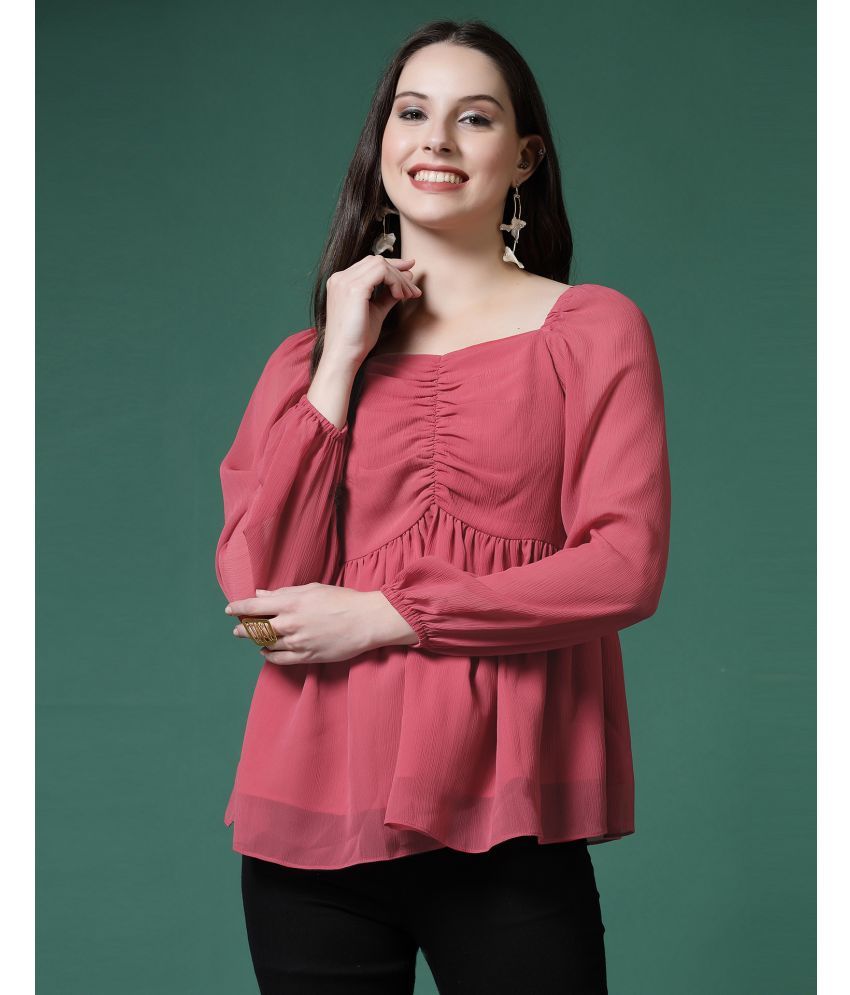     			Selvia Pink Chiffon Women's Regular Top ( Pack of 1 )