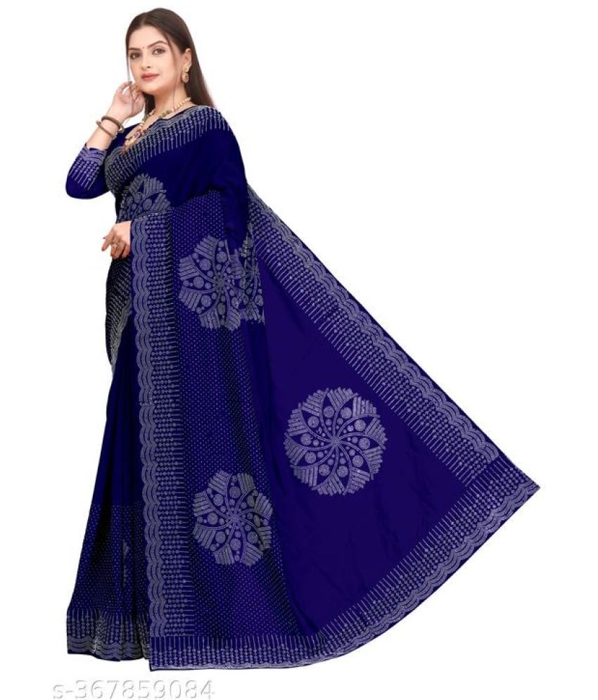     			Shivadit ethnic Georgette Embellished Saree With Blouse Piece - Blue ( Pack of 1 )