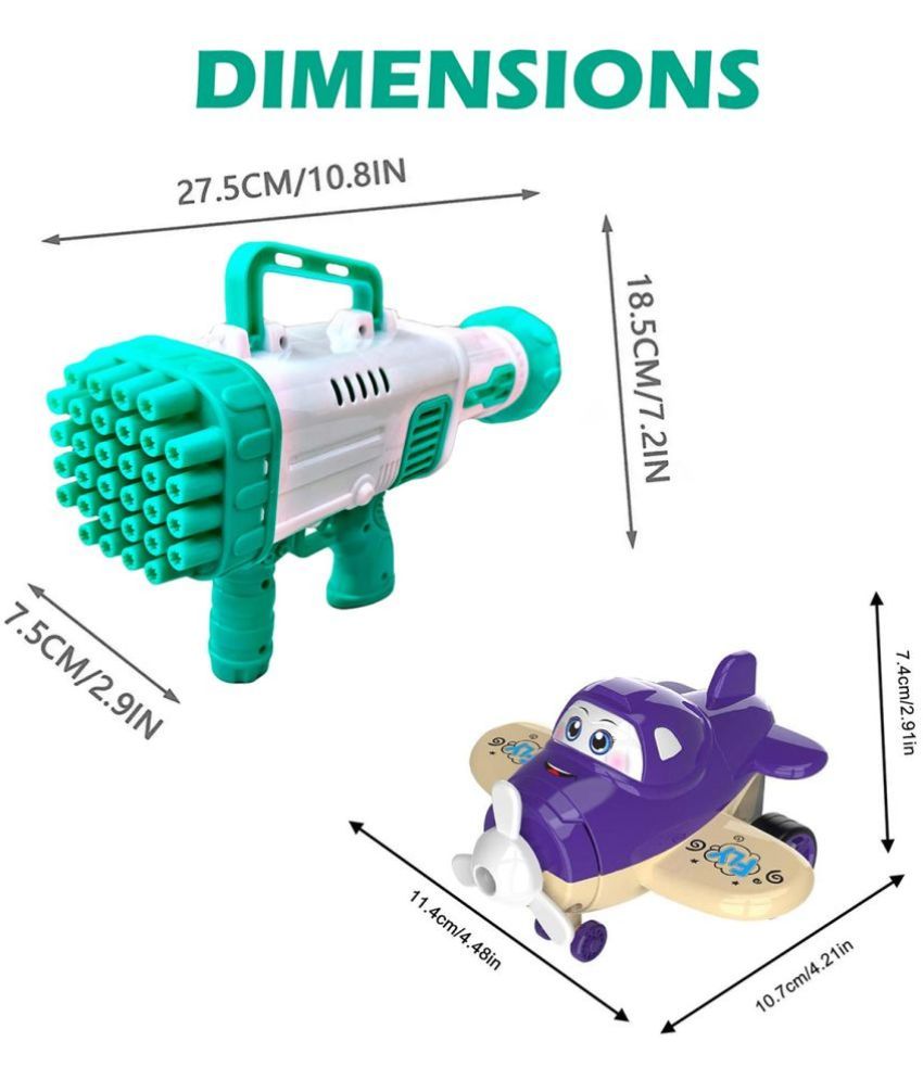     			TOY DEKHO Combo Super Socket 32 Holes Green Bubble Gun & Deform Cartoon Robot Plane, Friction Powered Toys For Kids Boys Age 3+ Years