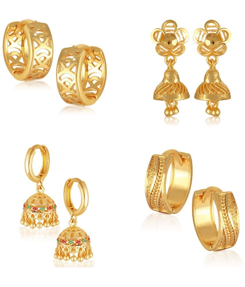     			Vighnaharta Golden Jhumki Earrings ( Pack of 4 )