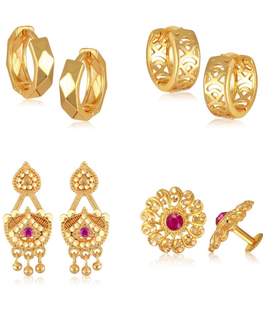     			Vighnaharta Golden Stud Earrings ( Pack of 4 )