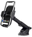 Portronics Clamp M Car Mobile Holder with 360 degree Rotational, One Click Release Button (Black)