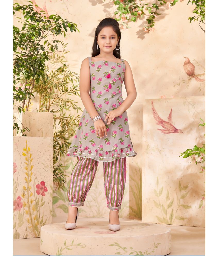     			Aarika Grey Cotton Girls Patiala Kurta Set ( Pack of 1 )