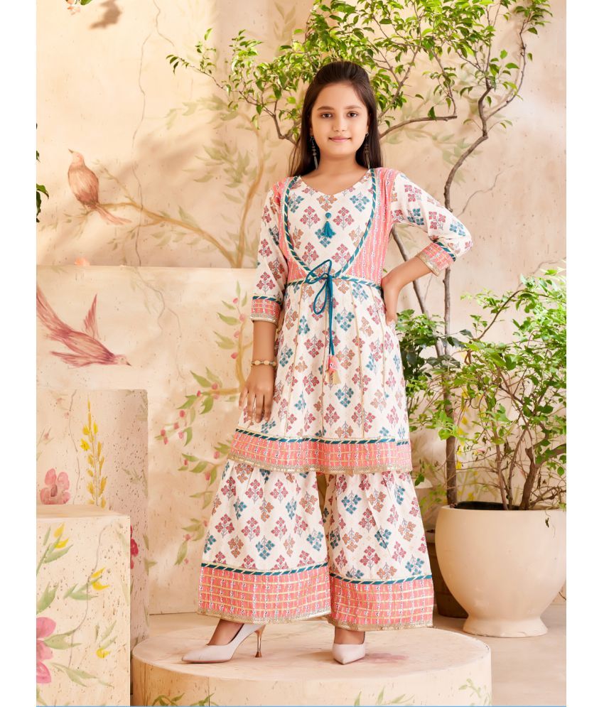     			Aarika Peach Cotton Girls Kurta and Sharara Set ( Pack of 1 )