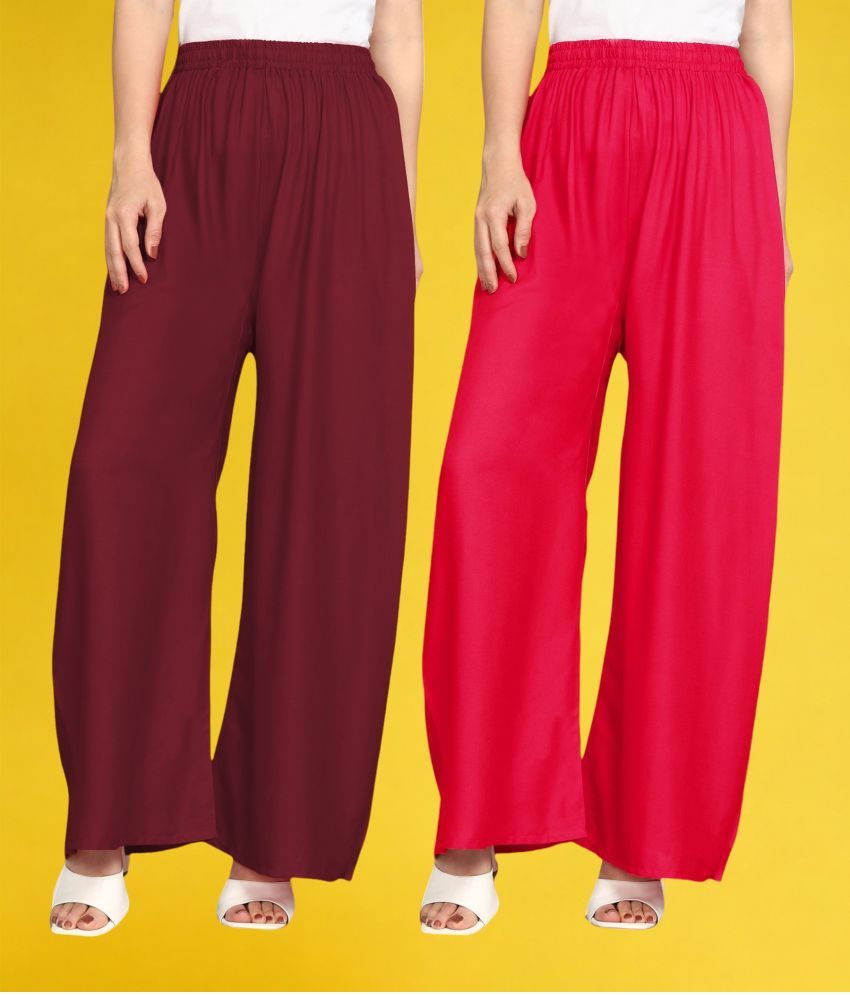     			Colorscube - Maroon Rayon Women's Palazzo ( Pack of 2 )