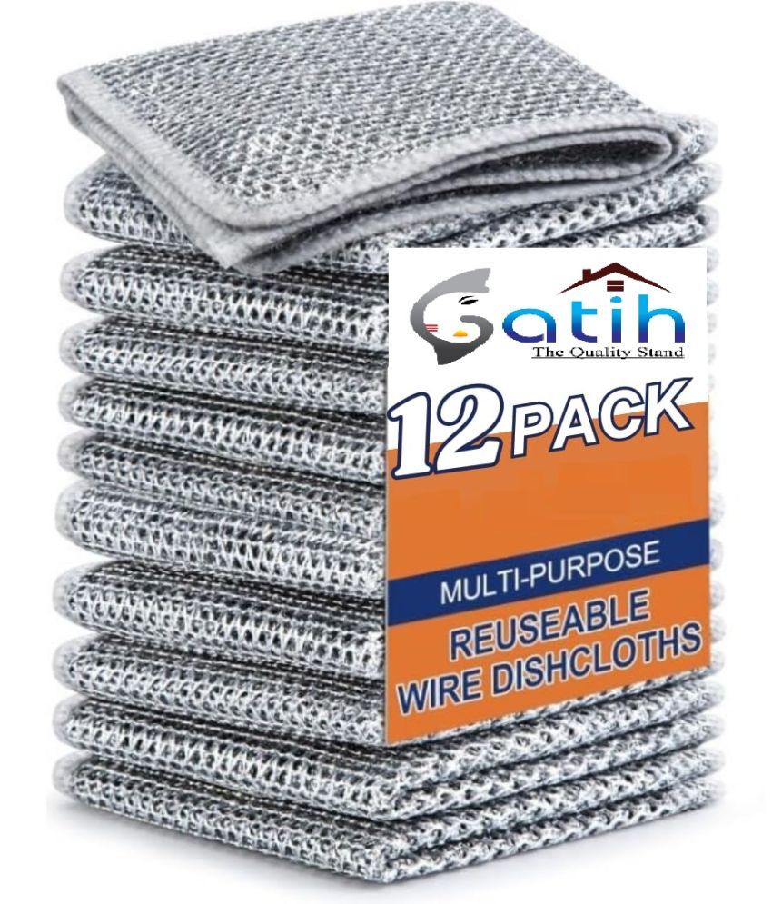     			Gatih Multicolor Stainless Steel Scrubber Non-Scratch Wire Dishcloth for Washing ( Set of 11 )