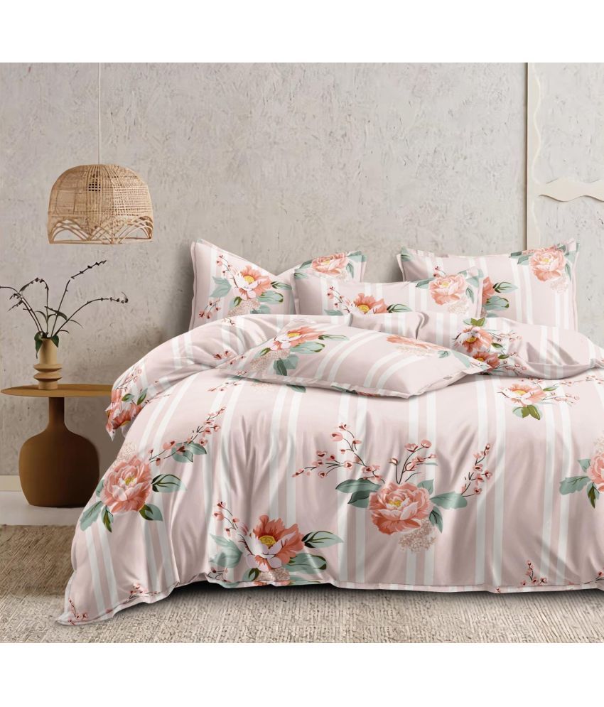     			HOME DELIGHT Glace Cotton Floral 1 Double King Size Bedsheet with 2 Pillow Covers - Multicolor