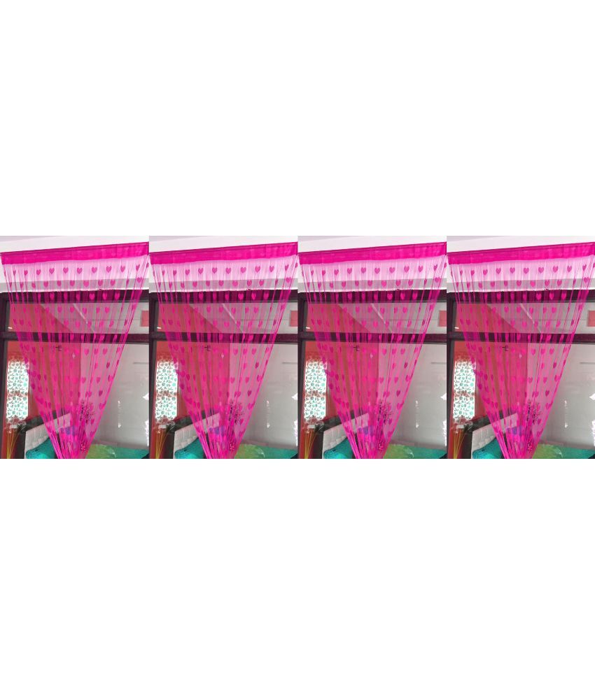     			Handloomwala Abstract Transparent Rod Pocket Curtain 6.5 ft ( Pack of 4 ) - Pink