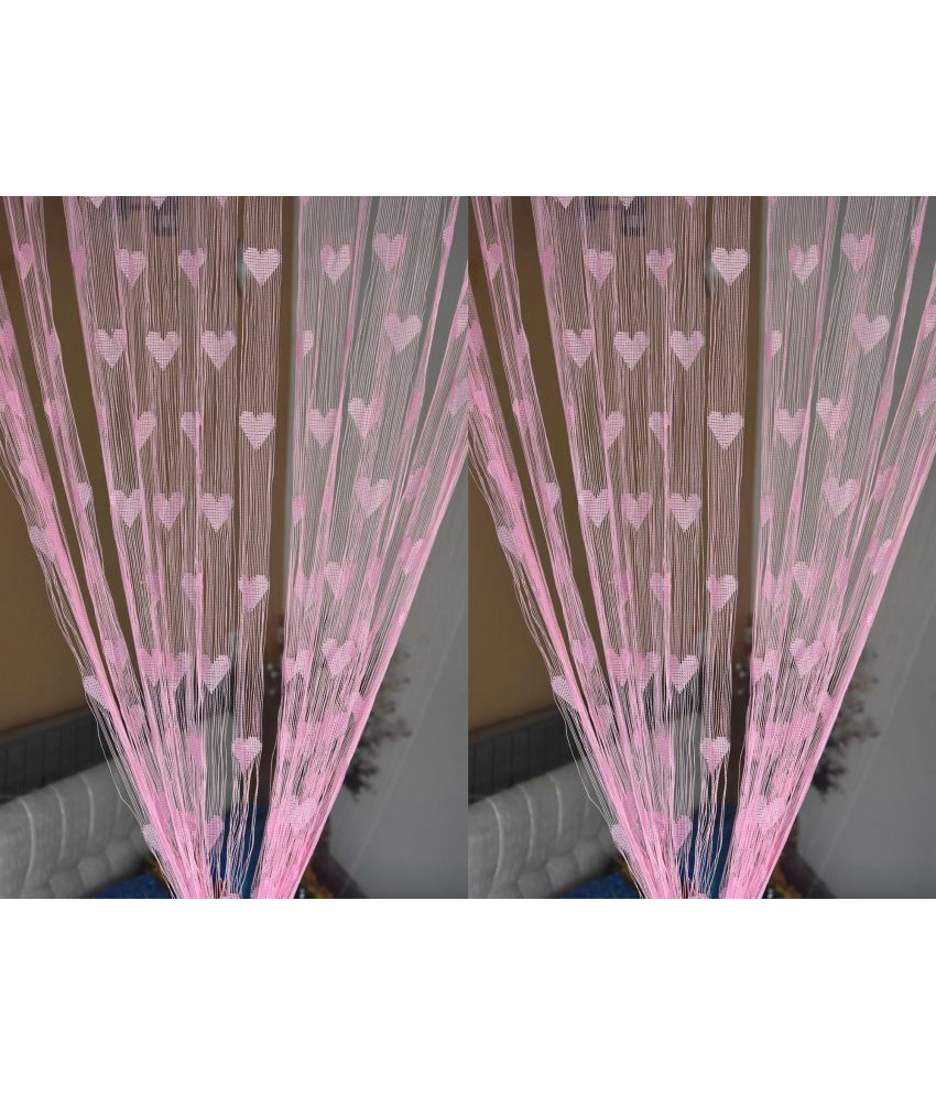     			Handloomwala Abstract Transparent Rod Pocket Curtain 6.5 ft ( Pack of 2 ) - Fluorescent Pink