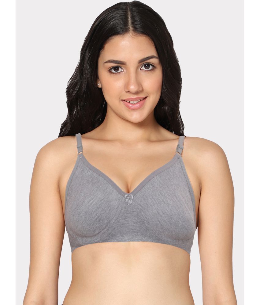     			IN CARE LINGERIE Grey Melange Cotton Blend Non Padded Women's Everyday Bra ( Pack of 1 )