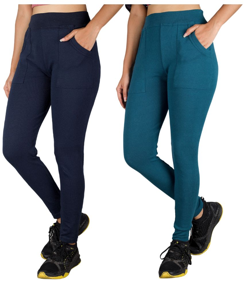     			KARARO JEGGINGS - Cotton Blend Skinny Fit Navy Women's Jeggings ( Pack of 2 )