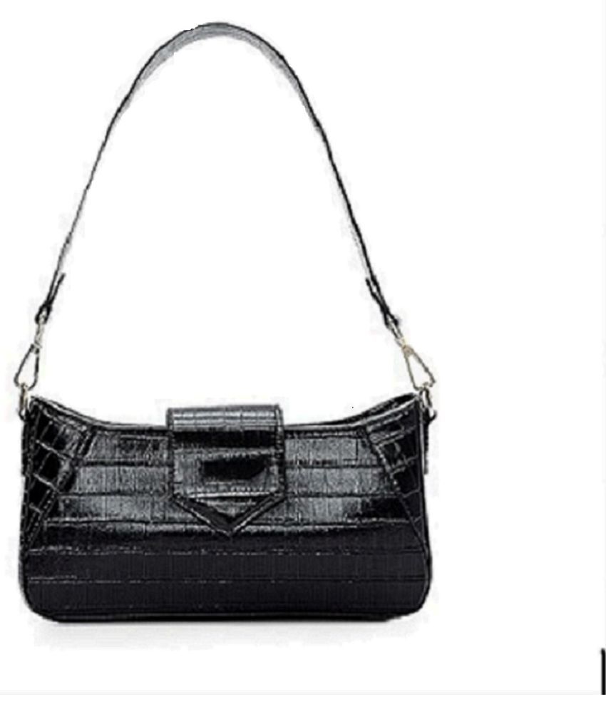     			Lychee Bags Black PU Shoulder Bag