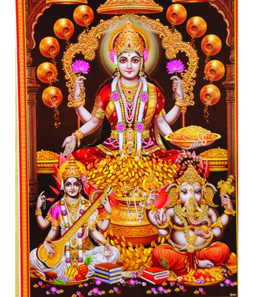     			Manas Lakshmi, Ganesha, Saraswati Mata Religious Wallpaper ( 60 X 90 ) cm (Pack of 1)