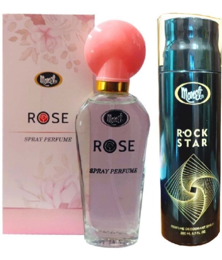     			Monet 1 ROSE PERFUME&1 ROCKSTAR DEODORANT Deodorant Spray & Perfume for Men,Women 230 ml ( Pack of 2 )