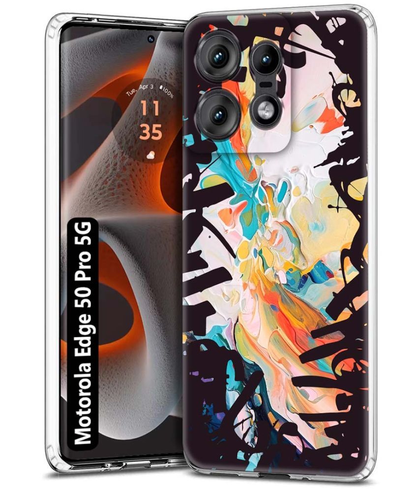     			NBOX Multicolor Printed Back Cover Silicon Compatible For Motorola Edge 50 Pro 5G ( Pack of 1 )