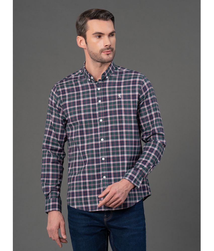     			Red Tape Cotton Blend Regular Fit Checks Full Sleeves Men's Casual Shirt - Green ( Pack of 1 )