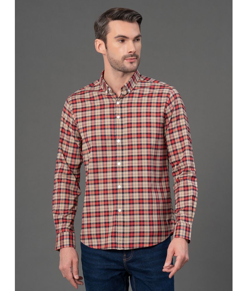     			Red Tape Cotton Blend Regular Fit Checks Full Sleeves Men's Casual Shirt - Red ( Pack of 1 )