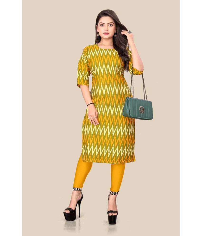     			Sukhvilas Fashion Crepe Printed Straight Women's Kurti - Yellow ( Pack of 1 )