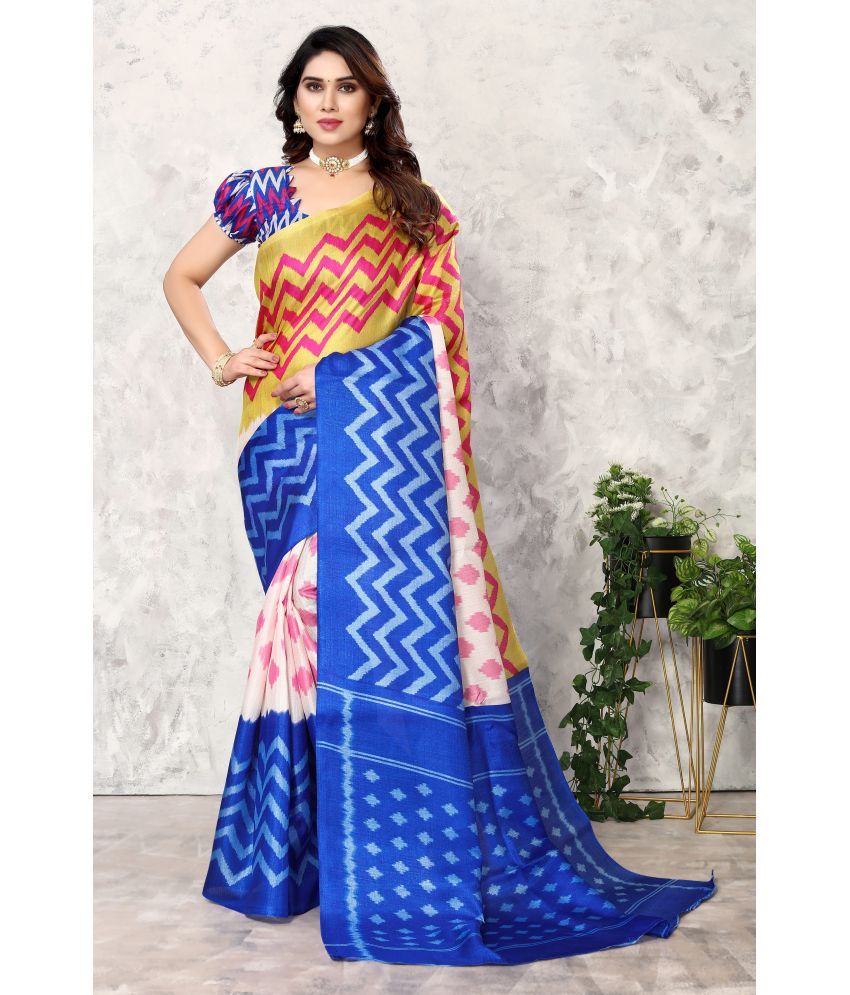     			Yashika Art Silk Printed Saree With Blouse Piece - BLUE ( Pack of 1 )