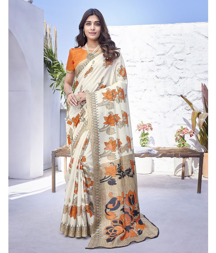     			Yashika Art Silk Printed Saree With Blouse Piece - ORANGE ( Pack of 1 )