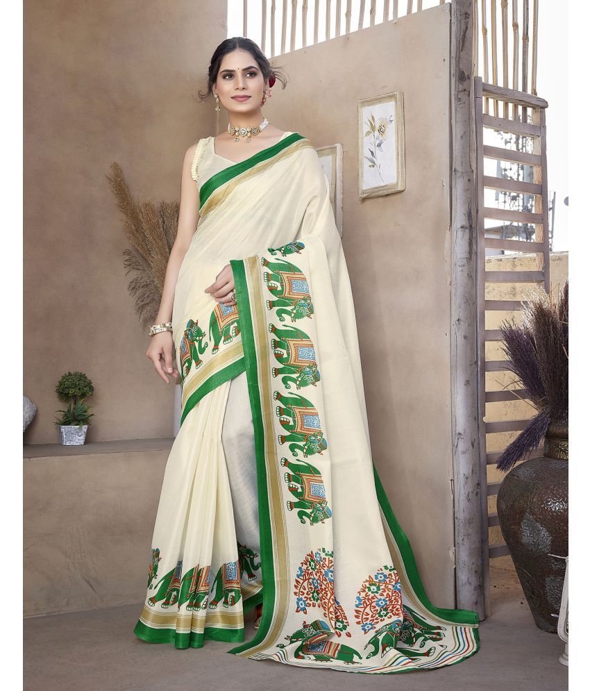     			Yashika Art Silk Printed Saree With Blouse Piece - GREEN ( Pack of 1 )