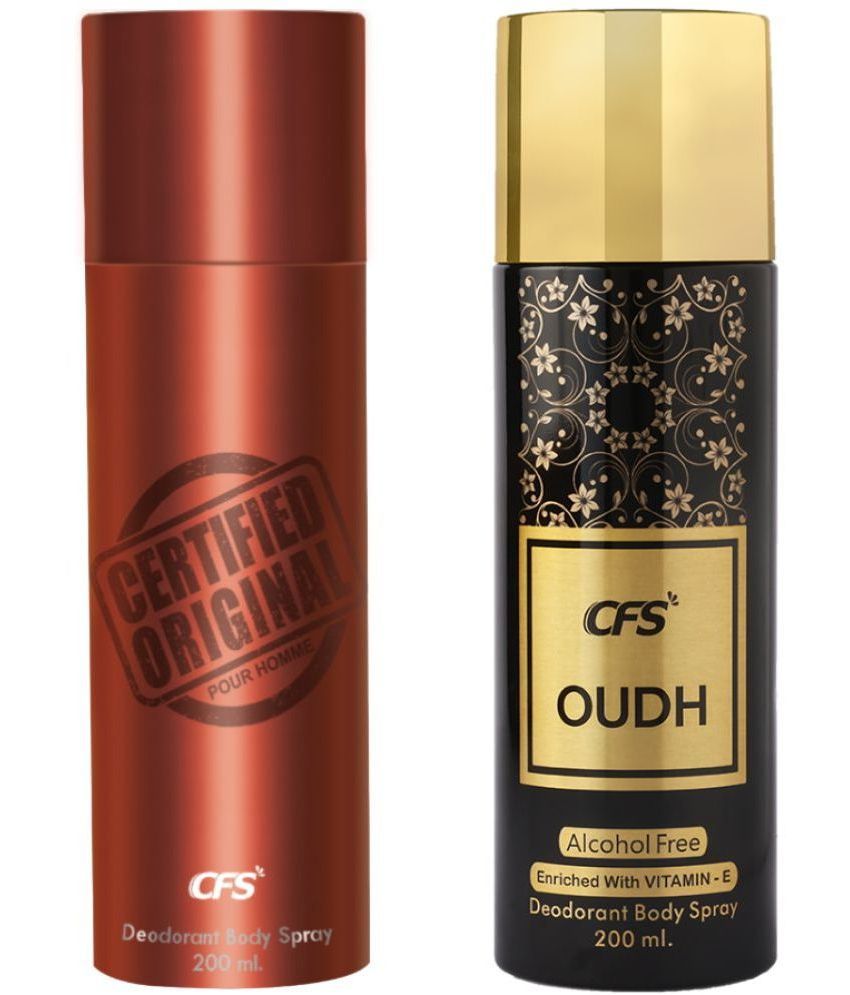     			CFS  Certified Brown & Oudh Black  Body Spray for Unisex 400 ml ( Pack of 2 )