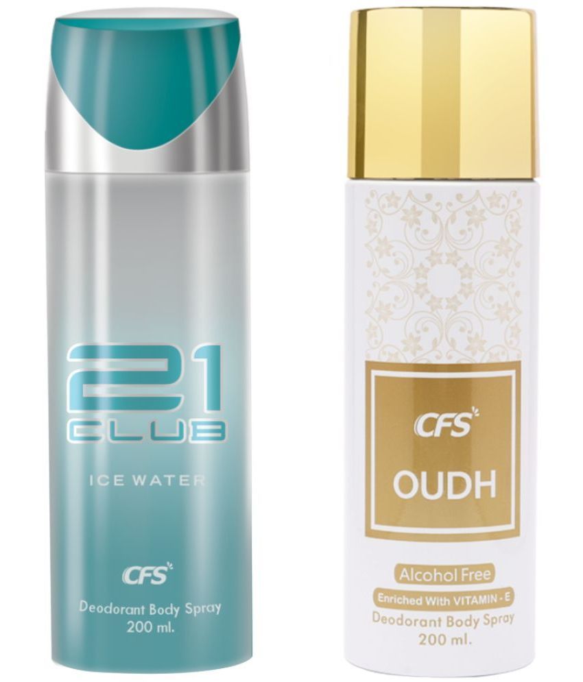     			CFS  Ice Water & Oudh White  Body Spray for Unisex 400 ml ( Pack of 2 )