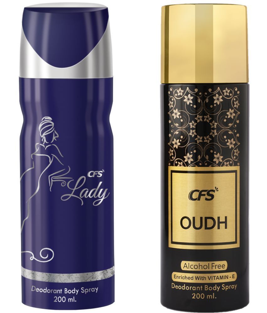     			CFS  Lady & Oudh Black  Body Spray for Unisex 400 ml ( Pack of 2 )