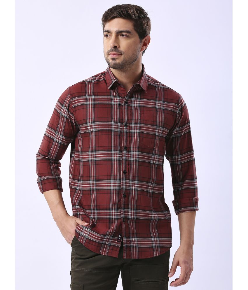     			HJ HASASI 100% Cotton Slim Fit Checks Full Sleeves Men's Casual Shirt - Red ( Pack of 1 )