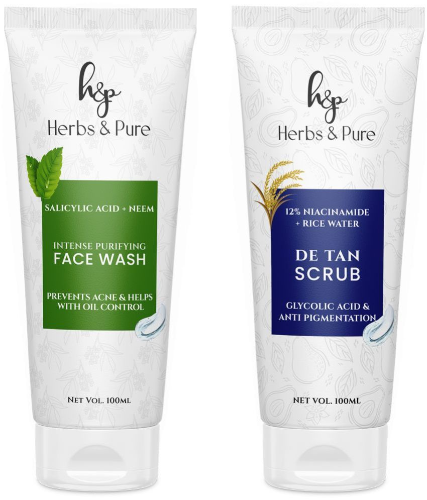     			Herbs and Pure Daily Skincare Combo - Intense Purifying Neem Face Wash and De-Tan Scrub (200 ML)