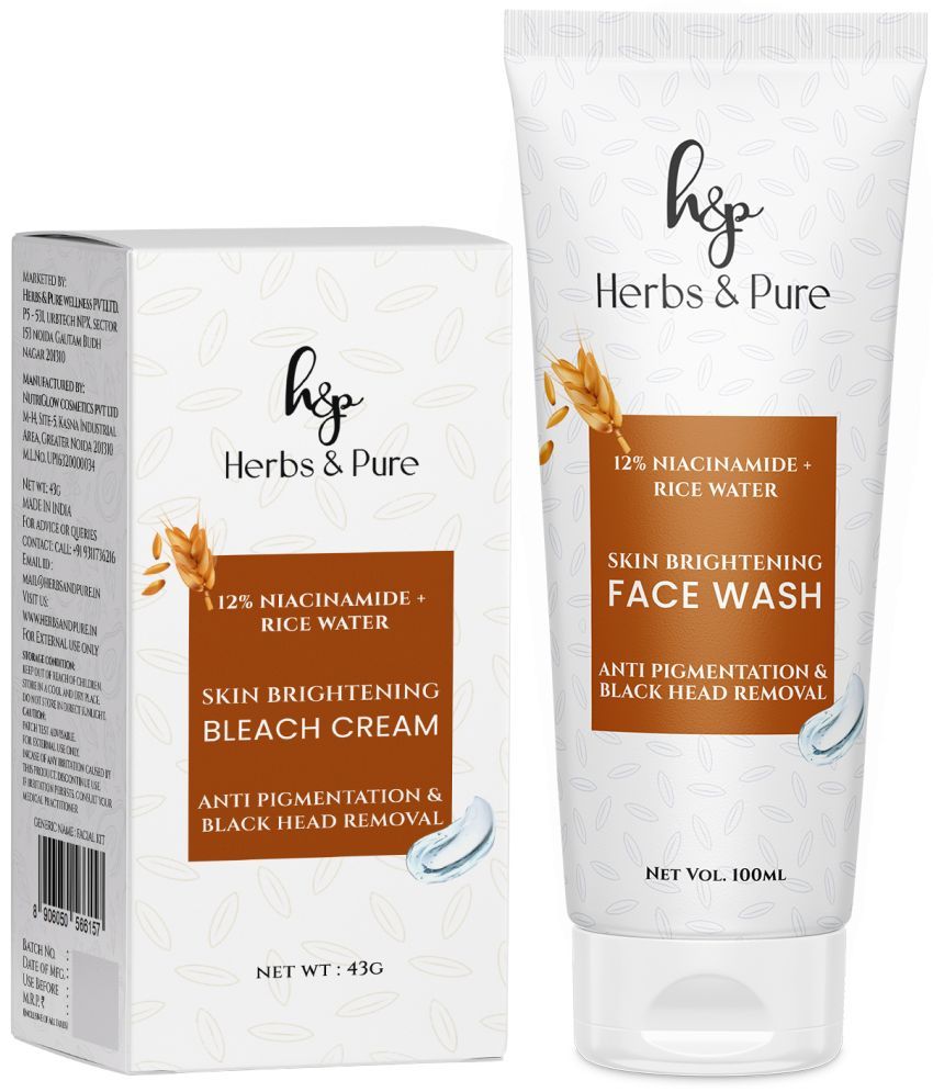     			Herbs and Pure Daily Skincare Combo - Skin Brightening Rice Water Face Wash and Bleach Cream(143 ML)