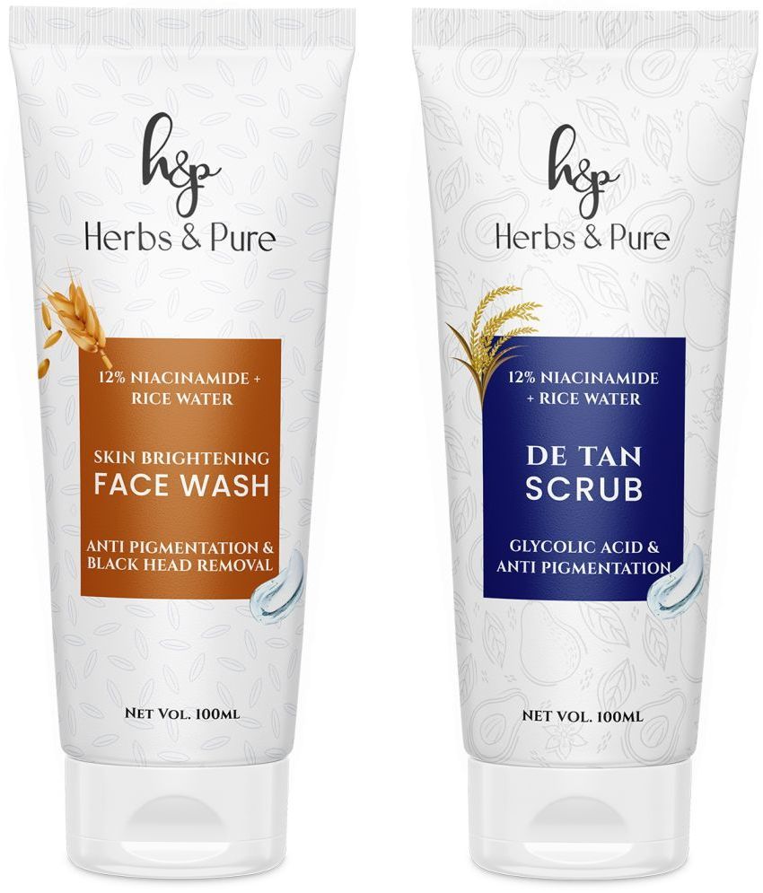     			Herbs and Pure Daily Skincare Combo - Skin Brightening Rice Water Face Wash and De-Tan Scrub(200 ML)