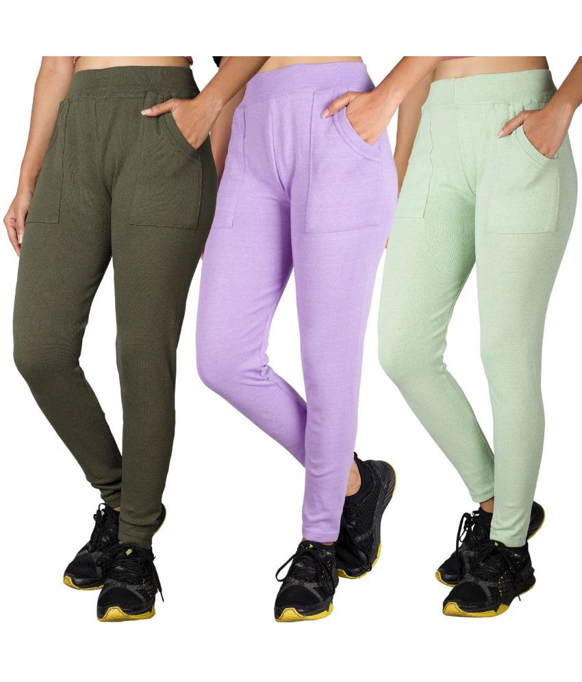     			KARARO JEGGINGS - Cotton Blend Skinny Fit Lavender Women's Jeggings ( Pack of 3 )