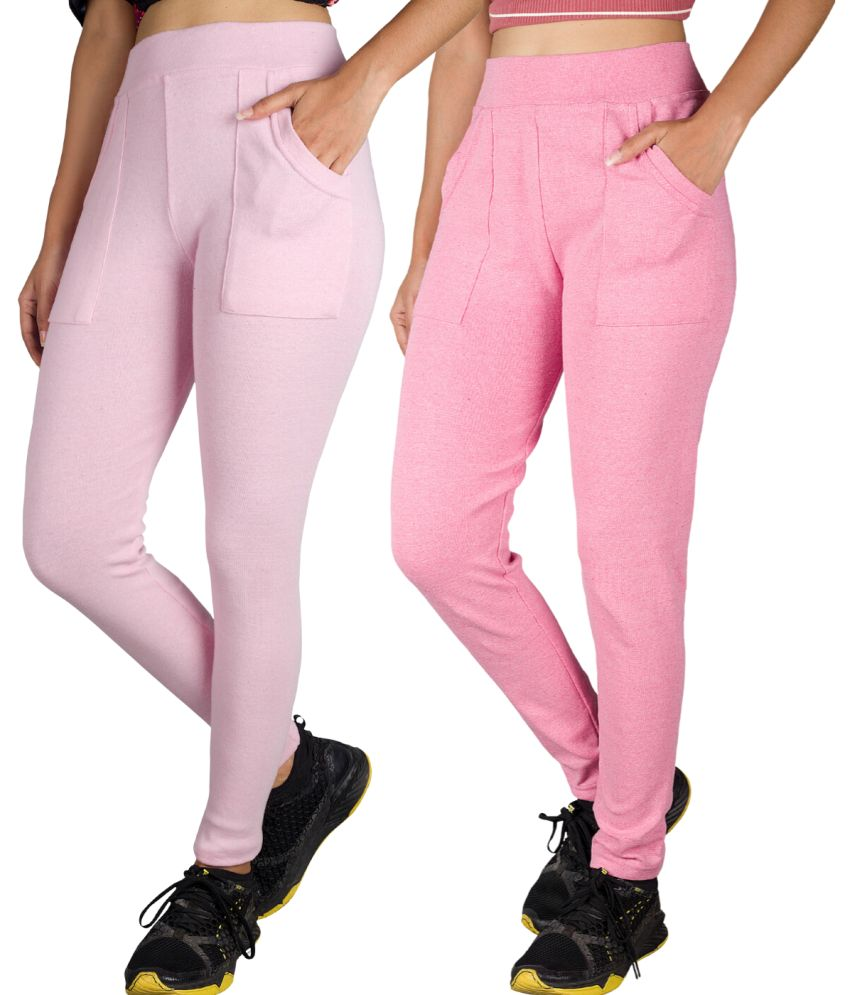     			KARARO JEGGINGS - Cotton Blend Skinny Fit Fluorescent Pink Women's Jeggings ( Pack of 2 )