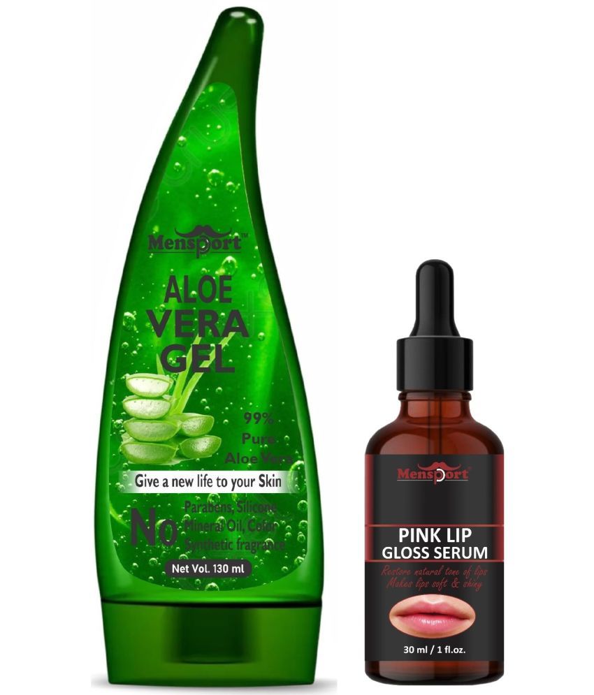     			Mensport Multipurpose Aloe Vera Gel 130ml & Pink Lip Gloss Serum 30ML - Combo of 2 Items