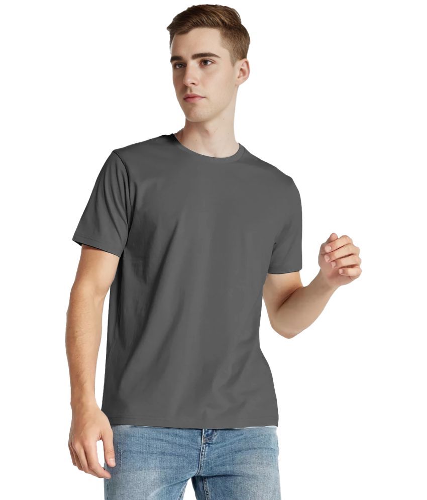     			Radprix Cotton Blend Regular Fit Solid Half Sleeves Men's T-Shirt - Dark Grey ( Pack of 1 )