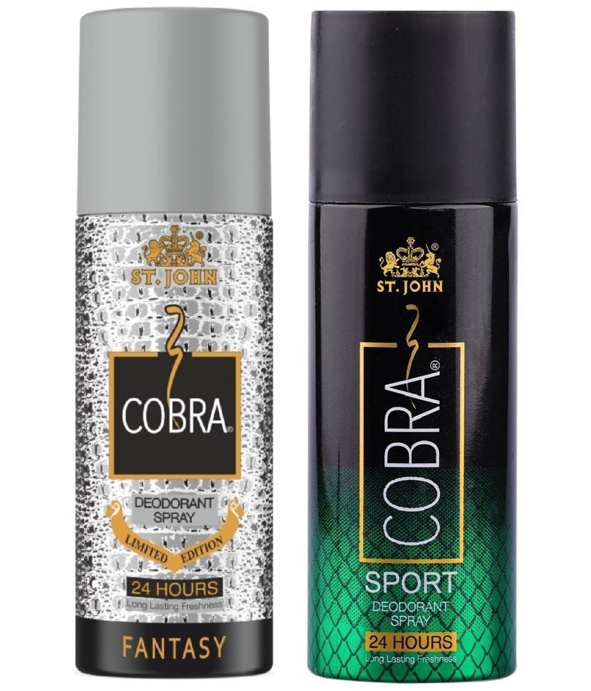     			ST.JOHN Cobra Fantasy & Sport 150ml Each Long Lasting Deodorant Spray for Men (300ml) Pack of 2