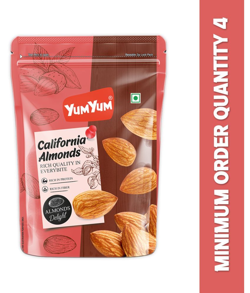     			YUM YUM 100% Natural California Almonds 1kg (Pack of 4-250g) Dry Fruits - Almonds (4 x 250 g)