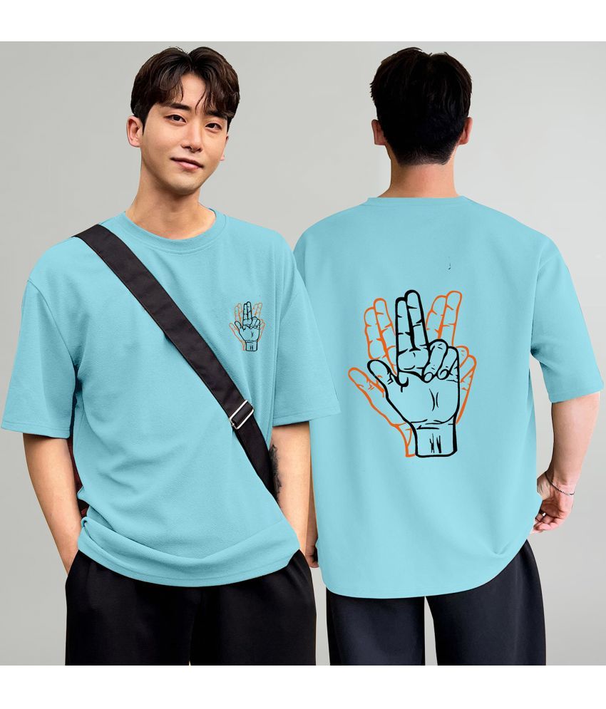     			happy khajana Polyester Oversized Fit Solid Half Sleeves Men's T-Shirt - Sky Blue ( Pack of 1 )