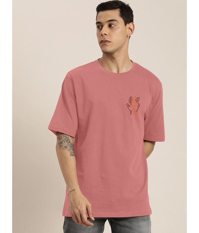     			happy khajana Polyester Oversized Fit Solid Half Sleeves Men's T-Shirt - Pink ( Pack of 1 )