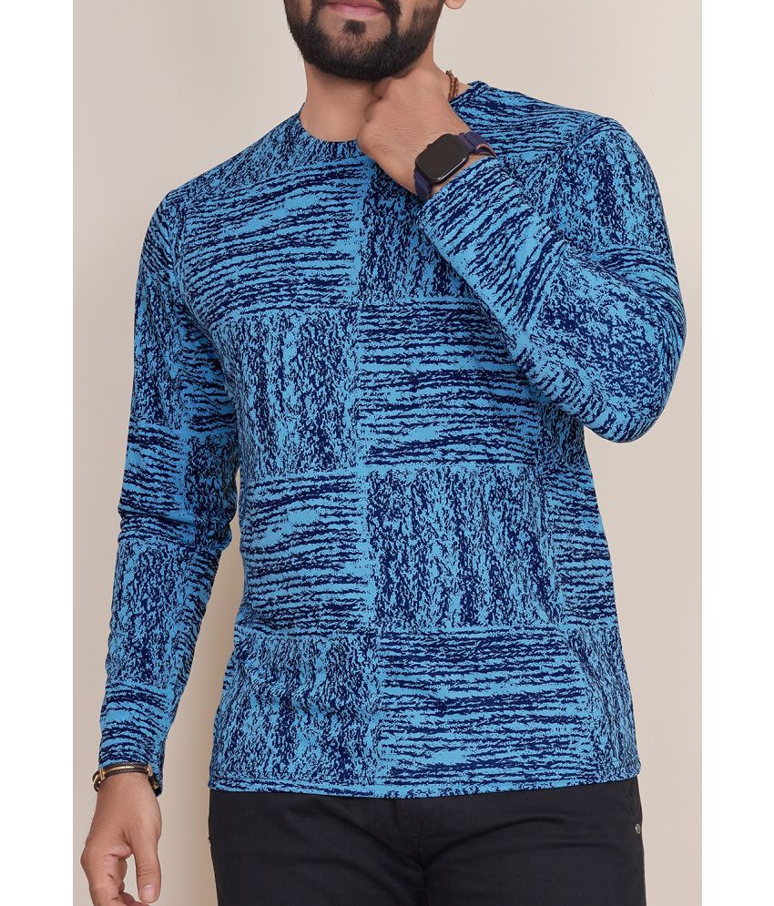     			happy khajana Polyester Regular Fit Solid Full Sleeves Men's T-Shirt - Blue ( Pack of 1 )