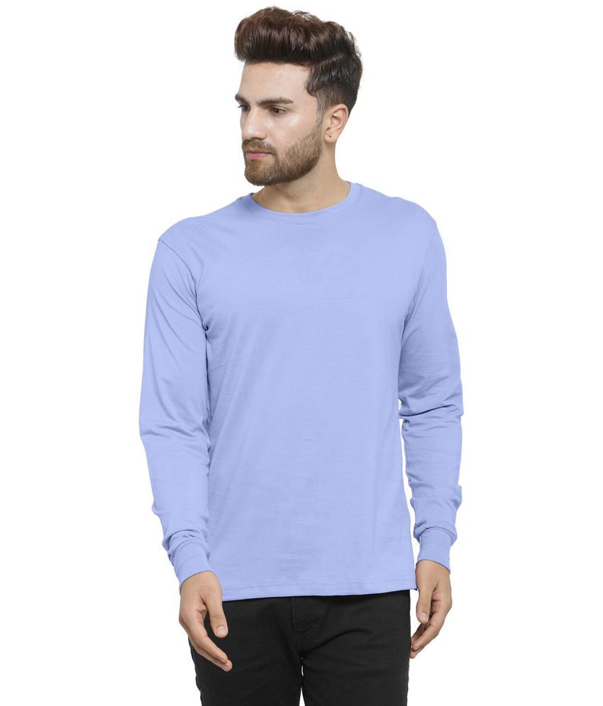     			happy khajana Polyester Regular Fit Solid Full Sleeves Men's T-Shirt - blue ( Pack of 1 )