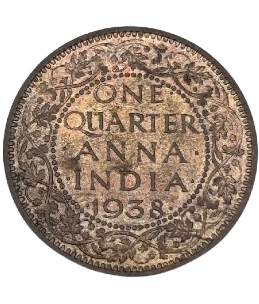     			1938 ONE QUARTER ANNA INDIA VERY UNIQUE AND RARE TO FIND COIN IN AMAZING CONDITION