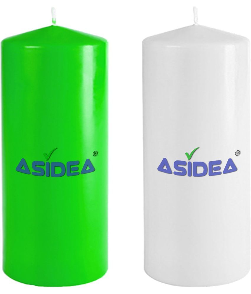     			ASIDEA Multicolour Pillar Candle 10 cm ( Pack of 2 )