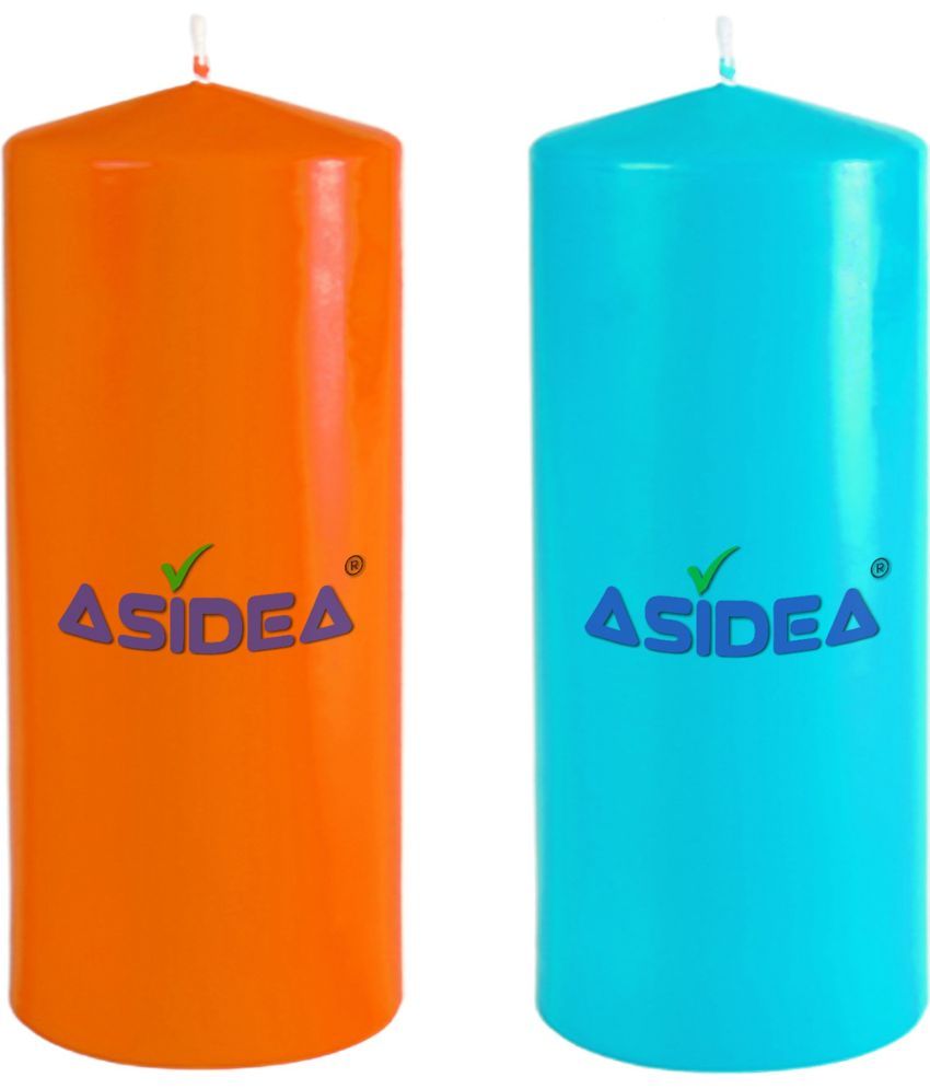     			ASIDEA Multicolour Pillar Candle 10 cm ( Pack of 2 )