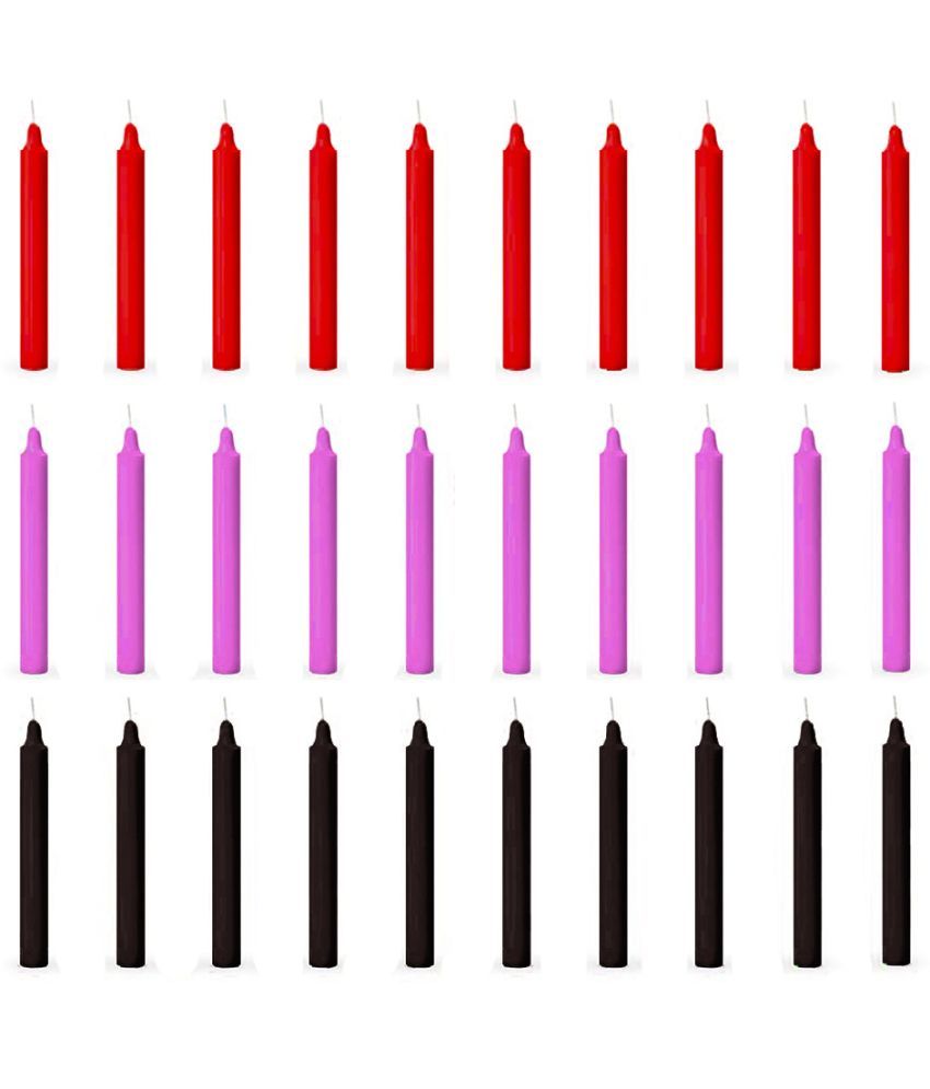     			ASIDEA Multicolour Tapered Candle 10 cm ( Pack of 30 )