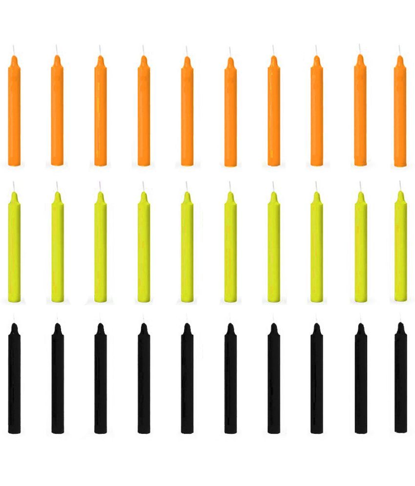     			ASIDEA Multicolour Tapered Candle 10 cm ( Pack of 30 )