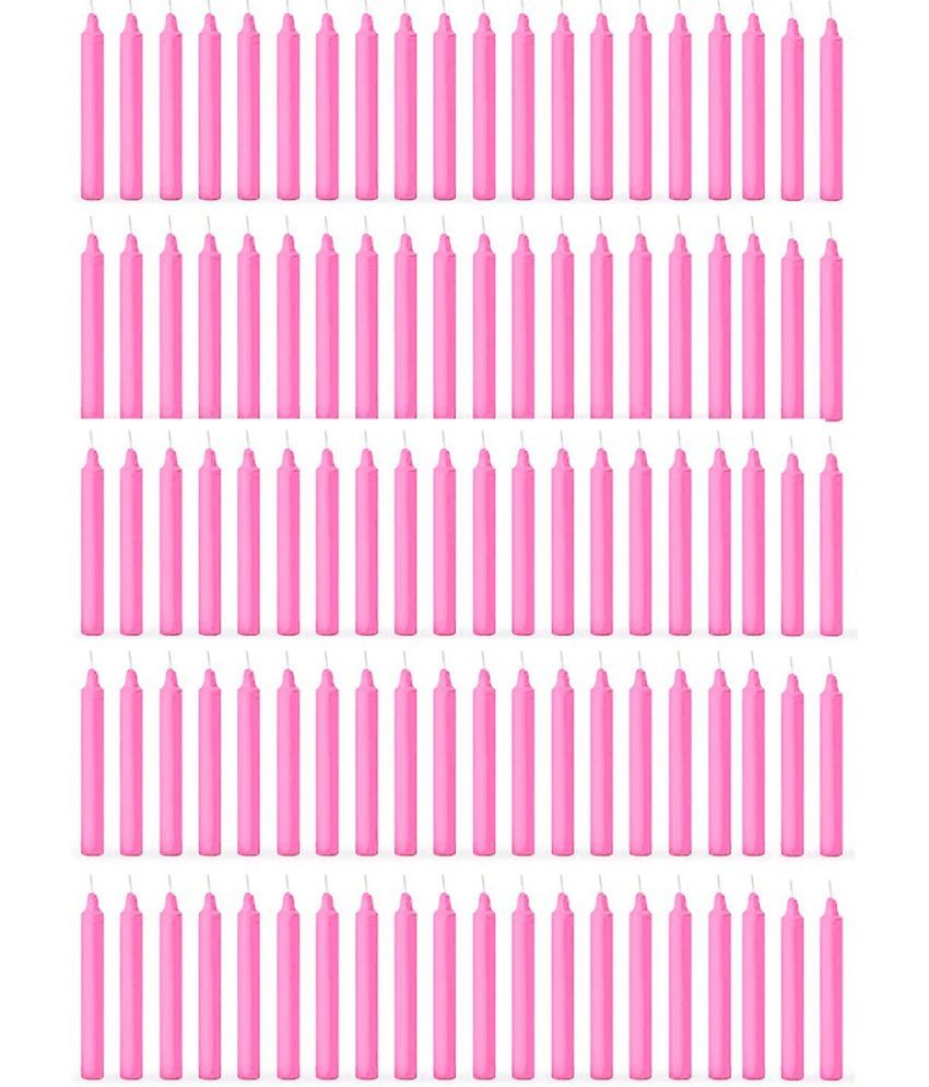     			ASIDEA Pink Tapered Candle 10 cm ( Pack of 100 )