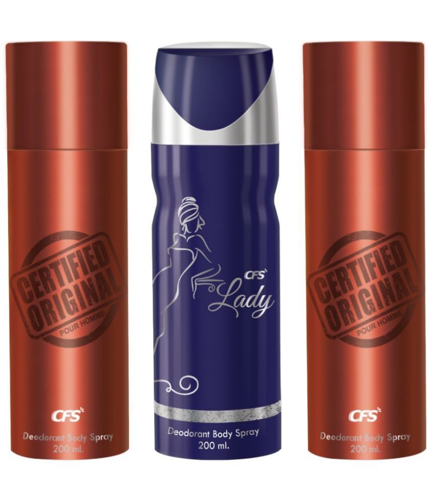     			CFS  Certified Brown, Certified Brown & Lady Deodorant Spray for Unisex 600 ml ( Pack of 3 )